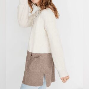 Madewell Kent Colorblock Cardigan Open Long Sweater Sz S Merino Wool Blend Cream